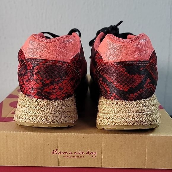 Gioseppo Brand Rimini Red Reptile Espadrille Sneakers Size 7½ 7.5 - Picture 4 of 9